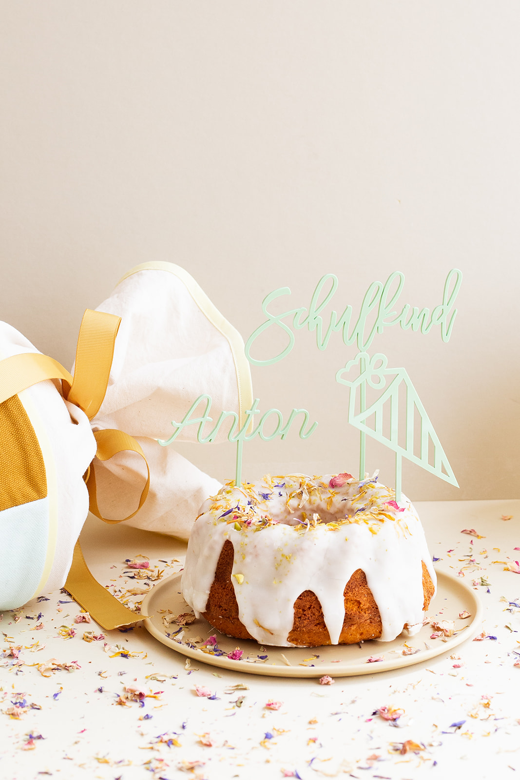 Cake Topper Set zur Einschulung grün