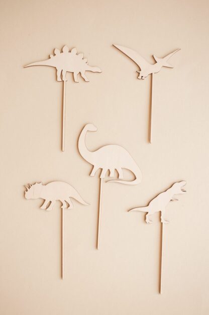 Dino Cake Topper Set aus Holz.