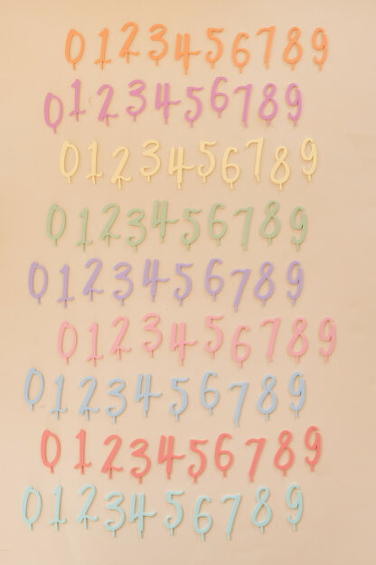 Auf diesem Bild sieht man bunten Zahlenstecker für den Geburtstagskranz.