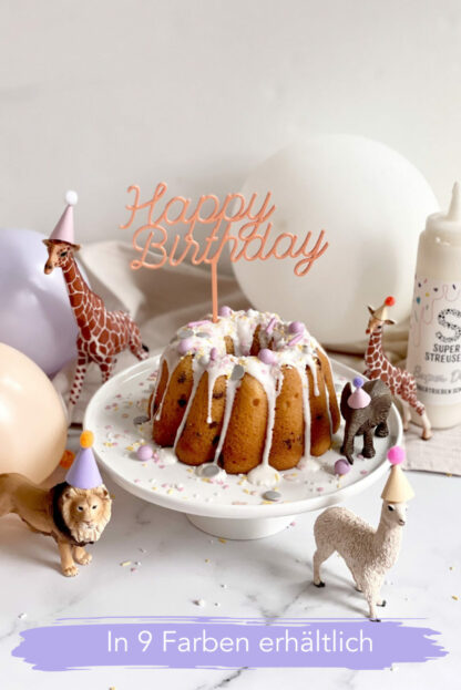 Cake Topper Happy Birthday bunt für das Geburtstagskind.