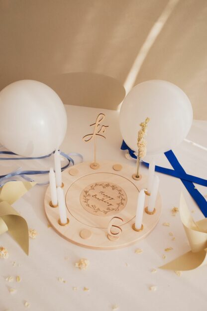 Geburtstatsgring als Tischdeko für den Geburtstagstisch.