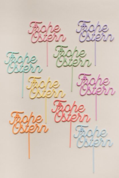 Bunter Frohe Ostern Cake Topper aus Acryl.