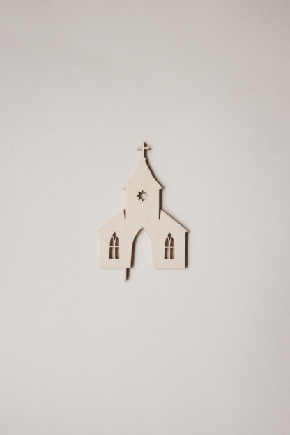 Kirchen Stecker zur Taufe für den Geburtstagskranz.