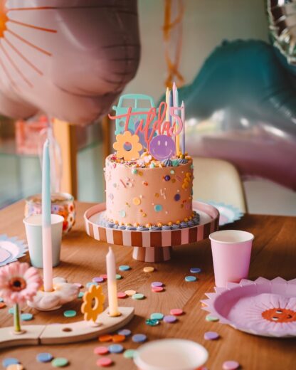 Cake Topper Hippie Set bunt mit Namen und Zahl – Bild 2