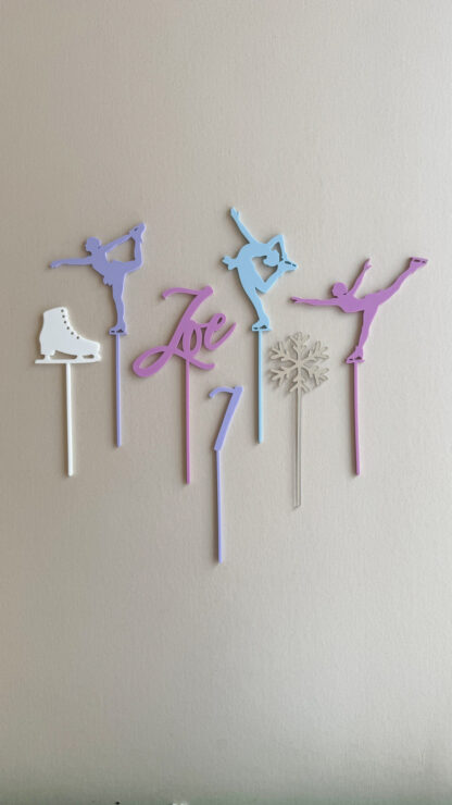 Cake Topper Eiskunstlauf Set bunt mit Namen und Zahl