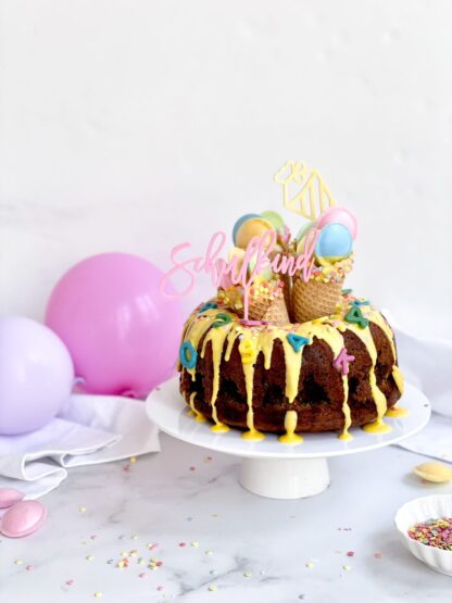 Cake Topper zur Einschulung Schulkind rosa