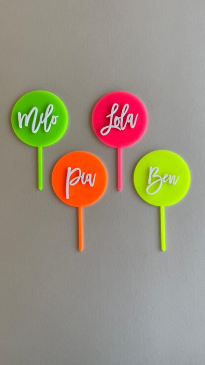 Cake Topper Acryl Pastell rund neon – Bild 3