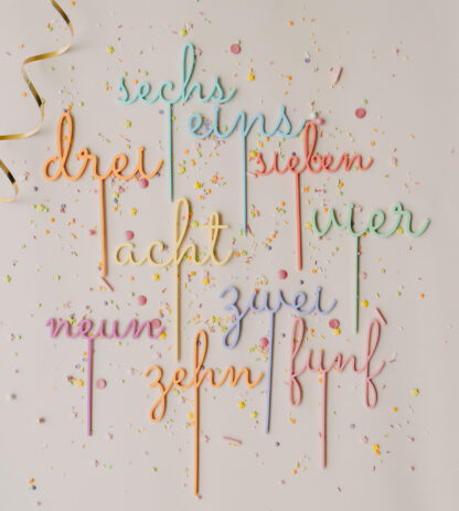 Cake Topper Feuerwehr Set bunt mit Namen und ausgeschriebener Zahl – Bild 2