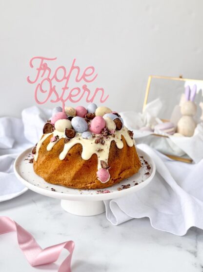 Bunter Cake Topper Frohe Ostern rosa