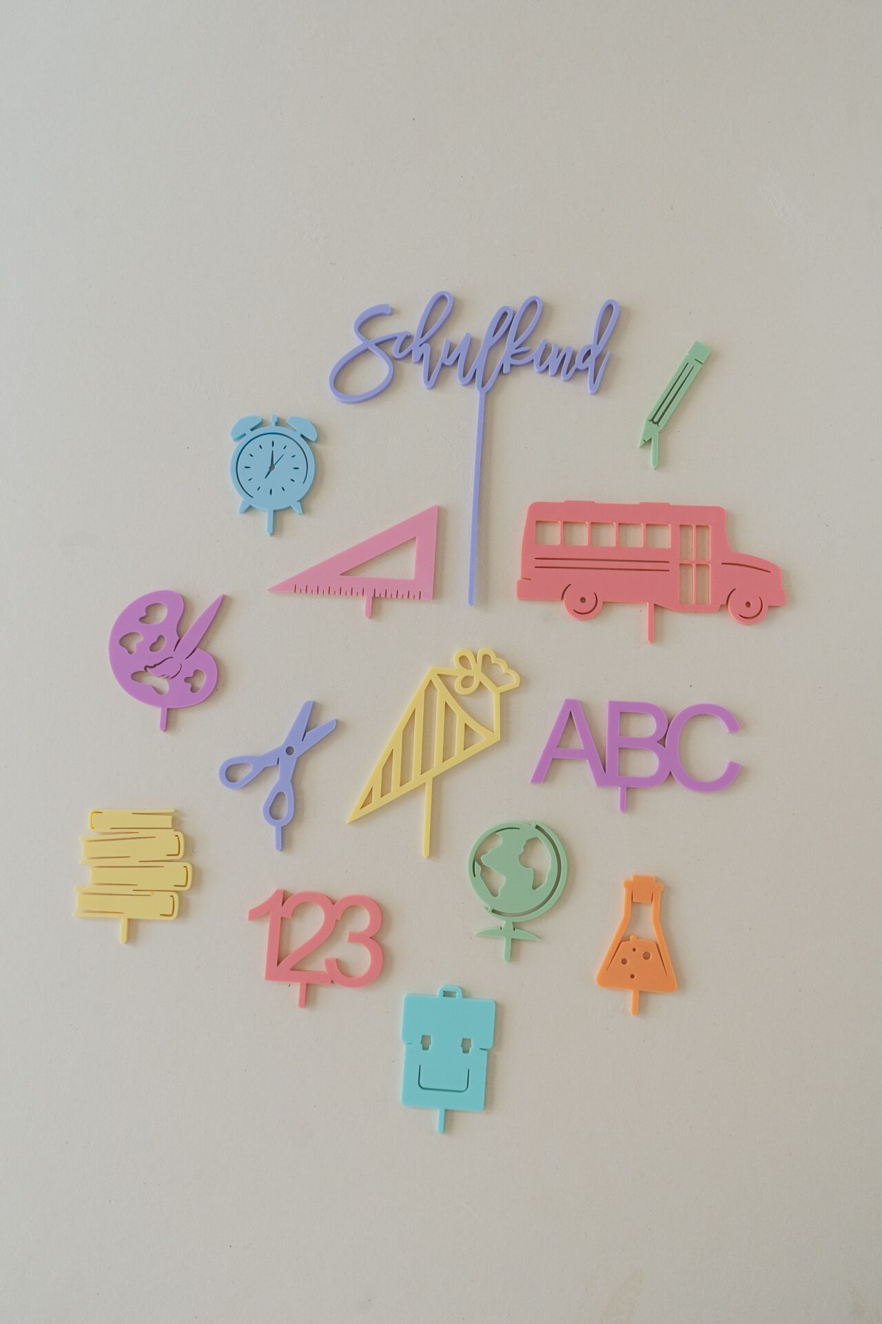 Bunte Stecker zur Einschulung (4-tlg.)