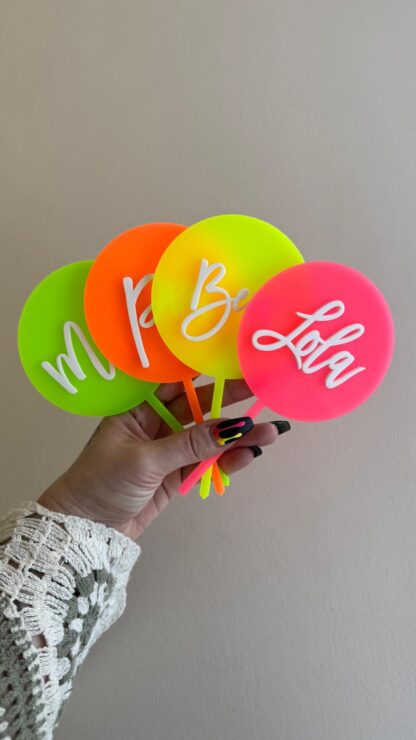 Cake Topper Acryl Pastell rund neon