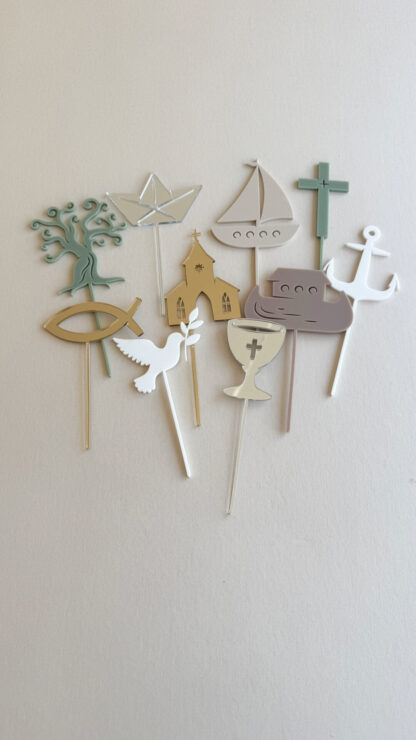 Bunte Cake Topper zur Taufe