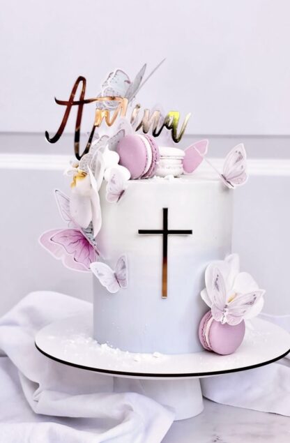 Cake Topper Acryl personalisiert und Charm Kreuz
