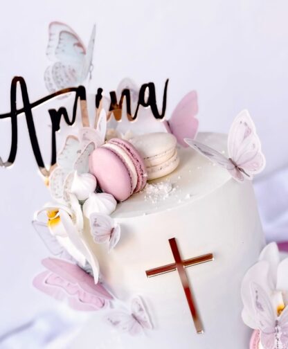 Cake Topper Acryl personalisiert und Charm Kreuz – Bild 4