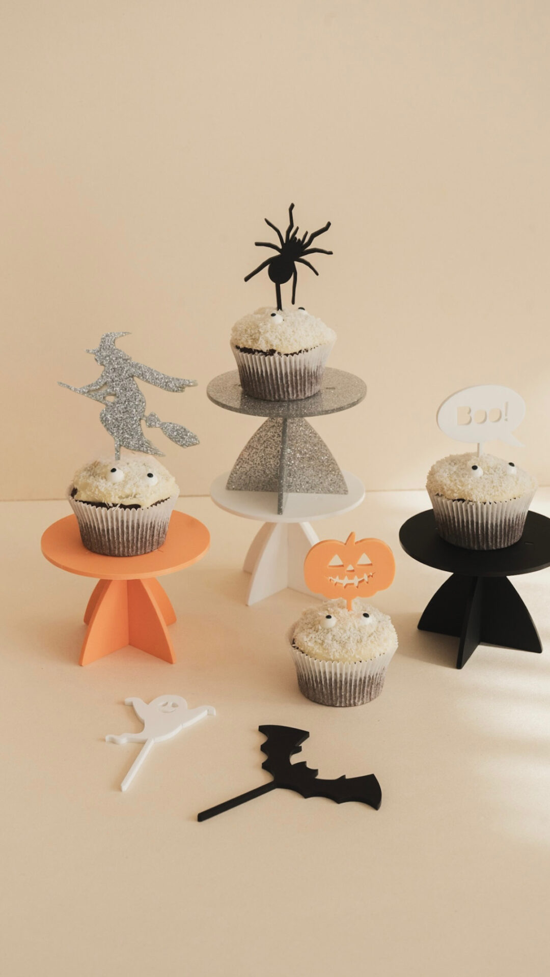 Muffin Stecker Set für Halloween die man wiederverwenden kann.